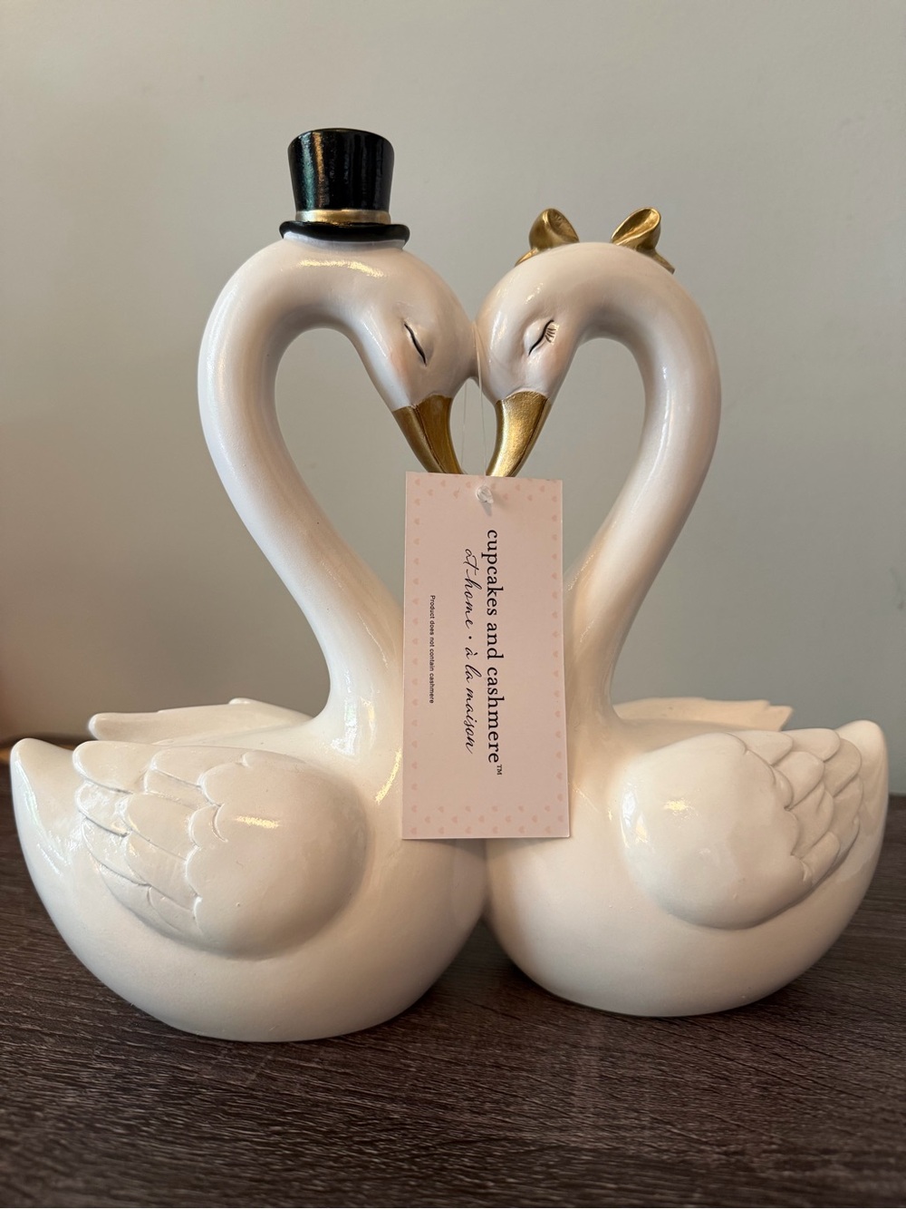 cupcakes & cashmere White and Gold Swan Couple Figurine - Picture 2 of 4